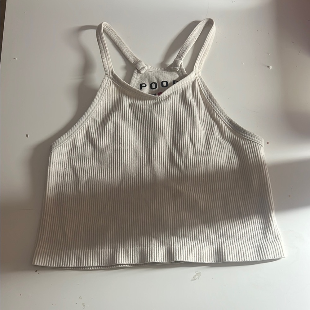 Women's White Ribbed Tank Top